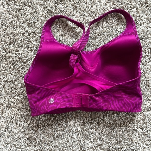 Athleta Advanced Sports Bra Animal Print Purple and Pink size 34E DD - Picture 7 of 12